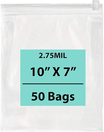 10X7 inches Resealable Poly Bags With Slide Seal 2.75 Mil (LDPE)